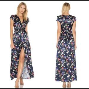 Tularosa Sid Wrap Floral maxi Dress in Armada XS